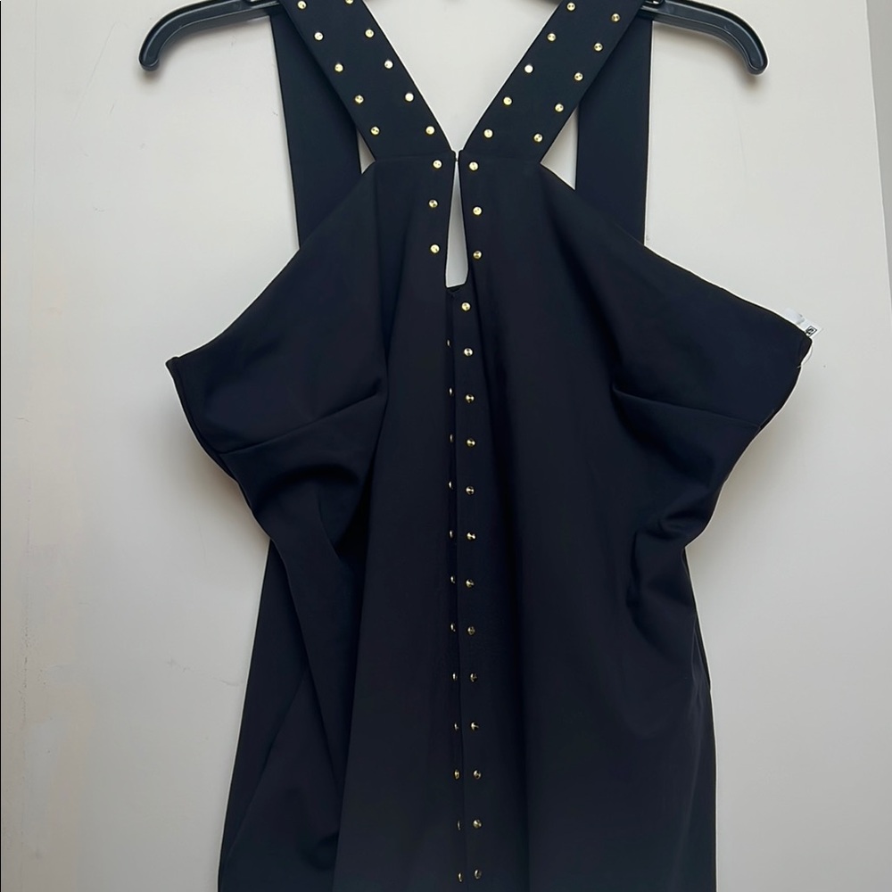 INC International Concepts Black Gold Details Top NWT